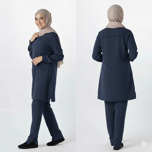 Ensemble de tenue professionnelle musulmane modeste en tissu Spandex/Polyester pour femme, compatible hijab, respirant, confortable et élégant – Le choix parfait - Product Image 3