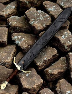 Épée longue en acier inoxydable poli, forgée à la main |   Poignée en bois de rose avec garde en laiton |   Épée de présentation antique viking - Product Image 5