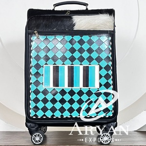 OEM ODM Western Style Hand <b>Tooled</b> Genuine Cowhide Leather <b>Trolley</b> Bag Perfect for Travel Luggage for Multi-functional Suitcase - Product Image 1