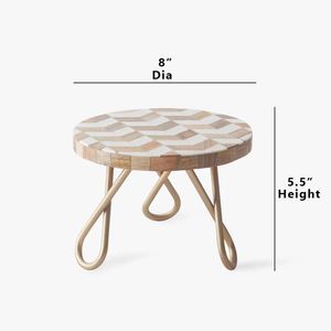 Support à gâteau en bois rond, présentoir à desserts, motif géométrique, pieds en métal, adapté pour les fêtes, les mariages, les pâtisseries, les cafés, les restaurants - Product Image 5