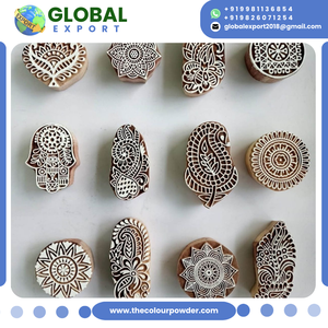 Tampons en bois de henné écologiques haut de gamme, modernes et élégants, motifs floraux/mandalas, mini blocs d'impression pour loisirs créatifs DIY - Product Image 4