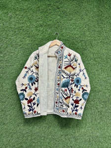 Handmade Woven <b>Velvet</b> Bomber Jacket <b>Women's</b> Winter <b>Coat</b> Traditional Embroidery Bohemian Eco-Friendly Regular Length Reversible - Product Image 5