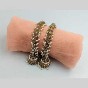 <b>Gold</b> Plated Crystal Stone and <b>Pearls</b> Bangle Set 11151719LC_2.8 Elegant <b>Pearl</b> <b>Bracelets</b> - Product Image 1