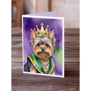 Yorkshire Terrier King Mardi Gras Whimsical A7 Note Cards Pack 8 Tarjetas en blanco con sobres Tarjetas de felicitación de tamaño 5x7 - Product Image 2