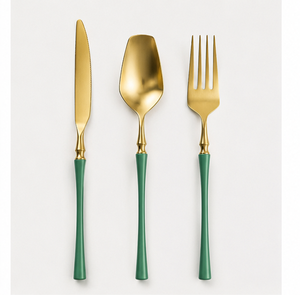 Juego de Cubiertos de Lujo en Verde Esmeralda y Dorado, Cubertería de Acero Inoxidable para Bodas y Cenas Elegantes, Juego de Cuchara, Tenedor y Cuchillo al Precio Más Bajo - Product Image 6