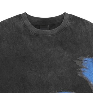 High Demands Custom Logo Men's Black <b>Acid</b> Wash T-shirts Cotton Short Sleeves Loose Quick Breathable <b>Drop</b> Shoulder Streetwear Men - Product Image 4