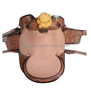 Premium Western Pleasure Riding Saddle Bellamente tallado hecho a mano hecho de cuero genuino con juego de tachuelas a juego a granel - Product Image 1