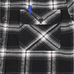Chemise en flanelle à carreaux rouge personnalisée pour homme, style urbain, 100 % coton, col montant, manches longues, vente en gros, vêtements rayés, printemps - Product Image 5