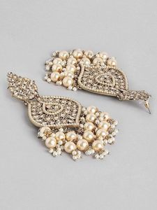 Kundan Jadau Hyderabadi Style Women's Drop Earrings Gold Plated Imitation Pearl Alloy Crystal Rhinestone Claw Setting Trendy - Product Image 4