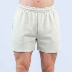 Pantalones Cortos de Algodón Gris Claro para Hombre, Cintura Elástica, Corte Medio, Transpirables, Tejidos - Product Image 1