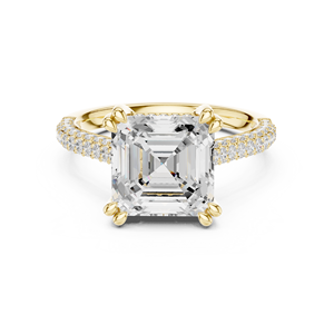 Anillo de Compromiso de Oro para Mujer con Diamante Corte Asscher y Diamantes Laterales, Certificado GIA, Estilo Clásico - Product Image 6