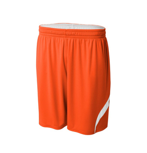 Shorts de sport pour homme en polyester respirant, couleur unie, taille élastique, coupe classique, taille adulte, couleur orange - Product Image 1