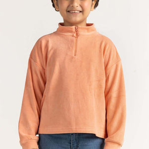 Enfants 100% coton de haute qualité grande taille en éponge française col rond ZipUp pull sweat sweat-shirt personnalisé - Product Image 5