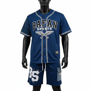 Ensemble de shorts de baseball pour hommes, respirant, en polyester, avec empiècements matelassés en mesh et broderie en twill, logo personnalisé pour ensemble de shorts homme - Product Image 1