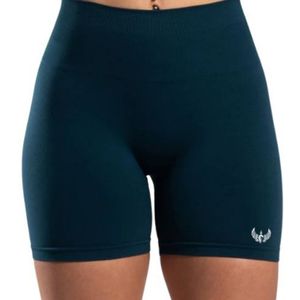 <b>Womens</b> Deep Teal High Waist Gymwear <b>Shorts</b> <b>Compression</b> Stretch Fitness Workout Training Athletic Activewear Wear - Product Image 3