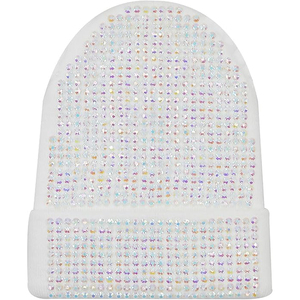 OEM Black Crystal Beanie <b>Hat</b> Rib Knit <b>Winter</b> Warm Cap Women <b>Men</b> Soft Stretch Custom Logo Streetwear Skull <b>Hat</b> - Product Image 2