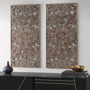 Dernier panneau mural en bois sculpté, design antique, finition parfaite et taille standard. - Product Image 1
