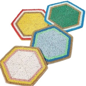 Artistic Handmade Glass Seed <b>Beads</b> <b>Coaster</b> Designed For Serving Beverages While Enhancing Overall Table Aesthetic Appeal - Product Image 2