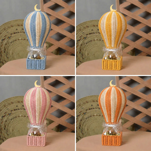 <b>Wicker</b> Hot Air Balloon Candy Baskets Decorative Storage Boxes Bohemian Style Multicolor Round Design for Gergean Garangao - Product Image 3