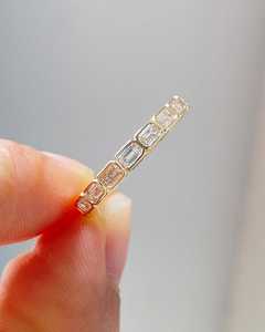 Modern Emerald Cut Diamond Full Eternity Band <b>Ring</b> Lab Grown 10K Yellow Gold Wedding <b>Proposal</b> Gift For Girlfriend - Product Image 3