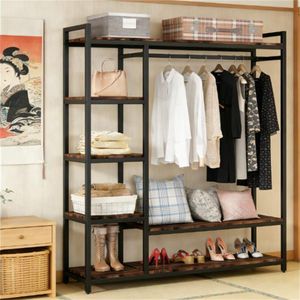 Armario Independiente con Estructura Metálica Resistente, Estante de Almacenamiento y Perchero - Product Image 3