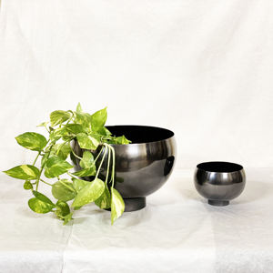 Juego de Macetas Modernas con Base Redonda de Metal en Acabado Cobre, Maceta de Hierro de Lujo para Decoración de Interiores, Cuenco Decorativo, Jarrones de Mesa - Product Image 3