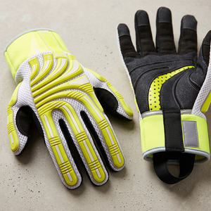 Gants de sécurité robustes de haute qualité pour mécaniciens, en cuir synthétique renforcé Amara, résistants aux chocs, avec bracelet réglable, durables - Product Image 5