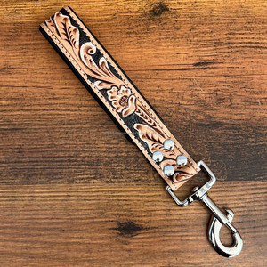 Custom Hand Tooled Leather Short Dog Leash Traffic <b>Padded</b> Handle Genuine Leather Heavy Duty Short Dog Leads for Training Control - Product Image 2