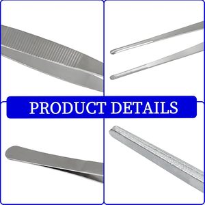Lot de 3 pinces culinaires professionnelles extra longues en acier à haute teneur en carbone, dentelées, durables, pour chef, manucure et usage domestique - Product Image 5