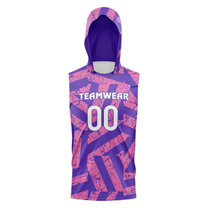 Maillot de football 7v7 pour garçons, sans manches, à capuche, uniformes d'équipe personnalisés, impression géométrique sublimée, nom et numéro du joueur - Product Image 1