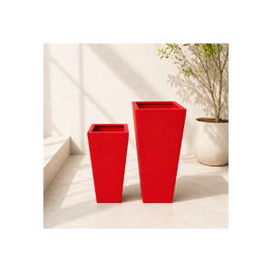 Jardinière carrée en fibre de verre brillante prête à être expédiée, pot à plantes conique moderne pour décoration intérieure et extérieure, couleur personnalisée - Product Image 1