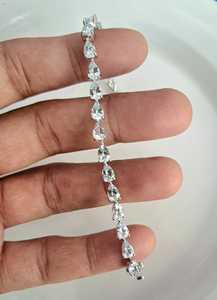 Pulsera de Eslabones R Creation de Plata de Ley 925 con Aguamarina Corte Pera 6x4mm, Gema Azul, Elegante y de Lujo para Boda - Product Image 2