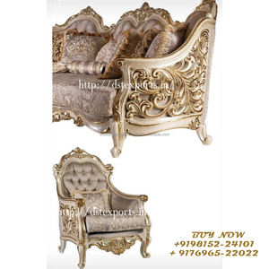 Juego de sofás de madera de teca victoriana, juego de sofás de estilo francés, juego de sofás de oro blanco, trabajo manual increíble - Product Image 4