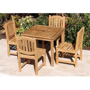 Table de jardin extérieure, table bistrot, en teck américain, fabriquée en Indonésie, meubles en bois massif. - Product Image 1