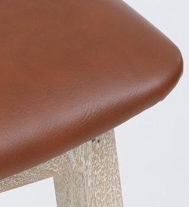 PU Leather Commercial Contemporary <b>Bar</b> <b>Stool</b> Sandblasted White Distress Finish Counter <b>Height</b> Kitchen Furniture Handcrafted - Product Image 6