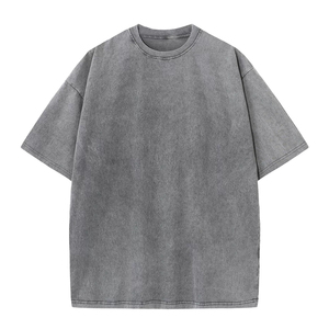 T-shirt vintage délavé à l'acide pour homme, en coton épais 230g, coupe ample rétro oversize, épaules tombantes, haut décontracté à manches courtes - Product Image 1