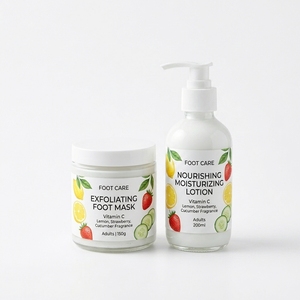 Lotion nourrissante hydratante pour les pieds, masque exfoliant pour les pieds, parfum citron/fraise/concombre à la vitamine C pour adultes - Product Image 1