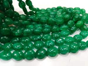 เบริลสีเขียวมรกตธรรมชาติ รูปไข่ แบบเรียบ ยาว 8 นิ้ว - Product Image 4