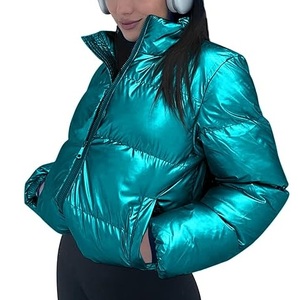 Wholesale Premium Quality Coated Canvas Puffer Bubble Glossy Jacket Women's Crop Top Bubble Custom Winter Jackets Breathable - Product Image 1