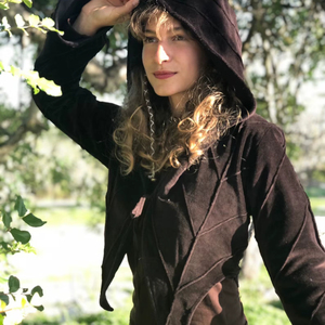 Fleece Lined Pixie Leaf Hooded Jacket Elven Forest Coat Womens Warm Fantasy Hooded Jacket Boho Fairycore Winter Outerwear - Product Image 1