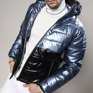 Veste d'hiver matelassée imperméable pour homme, grande taille, style bomber, brillante, à capuche, épaisseur standard, tendance - Product Image 1