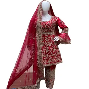 2023为印度派对和婚纱系列展示重型刺绣石材作品巴基斯坦Salwar Kameesz设计