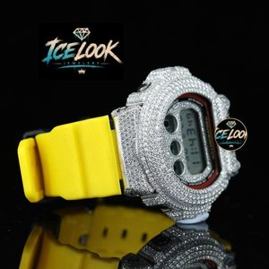 Reloj de Cuarzo Digital con Aspecto de Hielo, Correa de Silicona con Cristales Incrustados, Retroiluminación LED, Cronógrafo, para Estilo Urbano - Product Image 4
