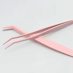 Pinces à cils en acier inoxydable de précision, pointe lisse, options de couleurs noir, rose, argent pour extensions de cils - Product Image 4
