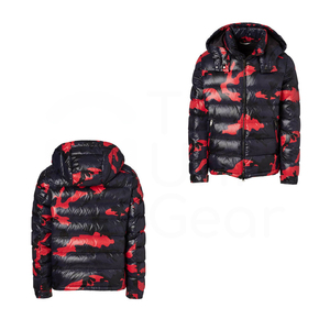 Men's Hooded Puffer Jacket Camouflage Print Down Filled Windproof Casual Winter <b>Coat</b> <b>Zipper</b> Closure Regular Fit - Product Image 3