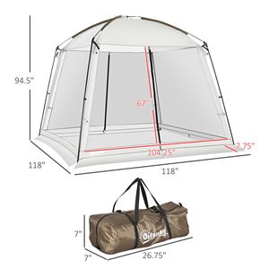 10FT X 10FT White Mesh Tent with 2 <b>Doors</b> and Carry Bag Easy Setup UV50+ Protection <b>Screen</b> House Breathable Walls Sun Shelter - Product Image 3