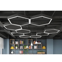 Plafonnier Led 110V-240V Led Hexagone Pendentif Pour Voiture Magasin Éclairage Hexagonal Pour Salon Voiture Atelier Garage Gym Bureau