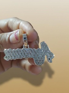 จี้เพชรโมอิสซาไนต์ VVS ประดับเพชรเต็มตัวอักษรชื่อย่อ  ทำจากเงินแท้ 925  เครื่องประดับฮิปฮอป จี้สองชั้นแบบสั่งทำได้ - Product Image 5