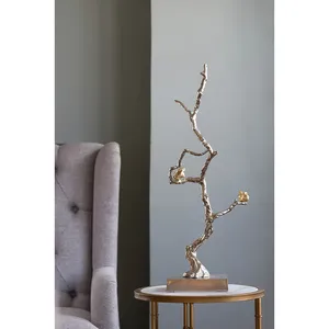 Sculpture en métal artisanale, art abstrait moderne, statue pour la décoration intérieure de maison design, lion plaqué or en aluminium, galaxie - Product Image 4