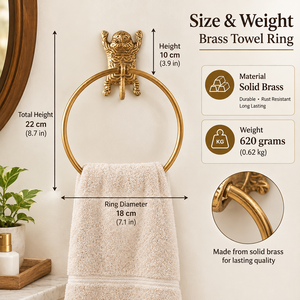 Porte-serviette mural vintage en laiton motif tigre, support décoratif doré pour serviettes de toilette, accessoire de salle de bain - Product Image 5